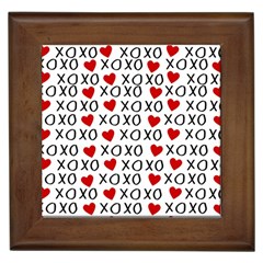 Xo Valentines Day Pattern Framed Tiles by Valentinaart