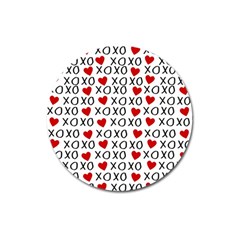 Xo Valentines Day Pattern Magnet 3  (round) by Valentinaart