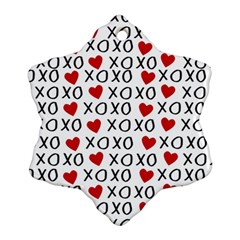 Xo Valentines Day Pattern Snowflake Ornament (two Sides) by Valentinaart