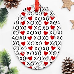 Xo Valentines Day Pattern Ornament (oval Filigree) by Valentinaart