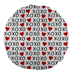 Xo Valentines Day Pattern Large 18  Premium Flano Round Cushions by Valentinaart