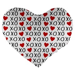 Xo Valentines Day Pattern Large 19  Premium Flano Heart Shape Cushions by Valentinaart