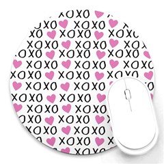 Xo Valentines Day Pattern Round Mousepads by Valentinaart