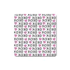 Xo Valentines Day Pattern Square Magnet by Valentinaart