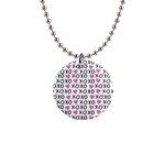 XO Valentines day pattern 1  Button Necklace Front