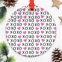 Xo Valentines Day Pattern Round Ornament (two Sides) by Valentinaart