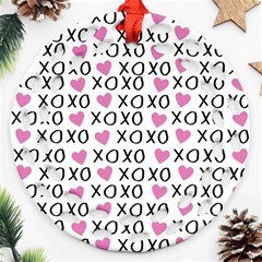 Xo Valentines Day Pattern Round Filigree Ornament (two Sides) by Valentinaart