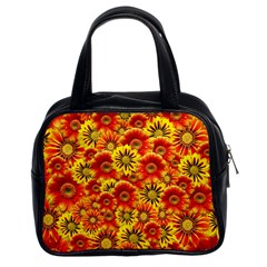 Brilliant Orange And Yellow Daisies Classic Handbag (two Sides) by retrotoomoderndesigns