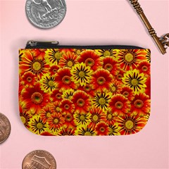 Brilliant Orange And Yellow Daisies Mini Coin Purse by retrotoomoderndesigns