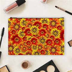 Brilliant Orange And Yellow Daisies Cosmetic Bag (large) by retrotoomoderndesigns