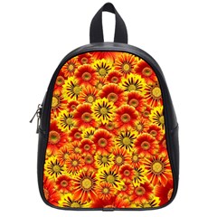 Brilliant Orange And Yellow Daisies School Bag (small) by retrotoomoderndesigns