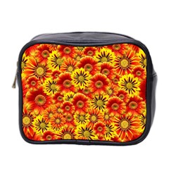 Brilliant Orange And Yellow Daisies Mini Toiletries Bag (two Sides) by retrotoomoderndesigns