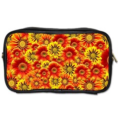 Brilliant Orange And Yellow Daisies Toiletries Bag (two Sides)