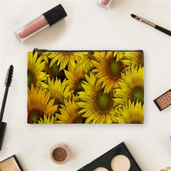 Surreal Sunflowers Cosmetic Bag (medium) by retrotoomoderndesigns