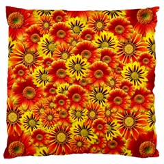 Brilliant Orange And Yellow Daisies Large Flano Cushion Case (one Side) by retrotoomoderndesigns