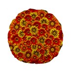 Brilliant Orange And Yellow Daisies Standard 15  Premium Flano Round Cushions Front