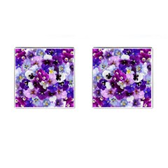 Pretty Purple Pansies Cufflinks (square) by retrotoomoderndesigns