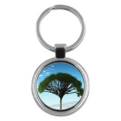 Tree And Blue Sky Key Chains (round)  by LoolyElzayat