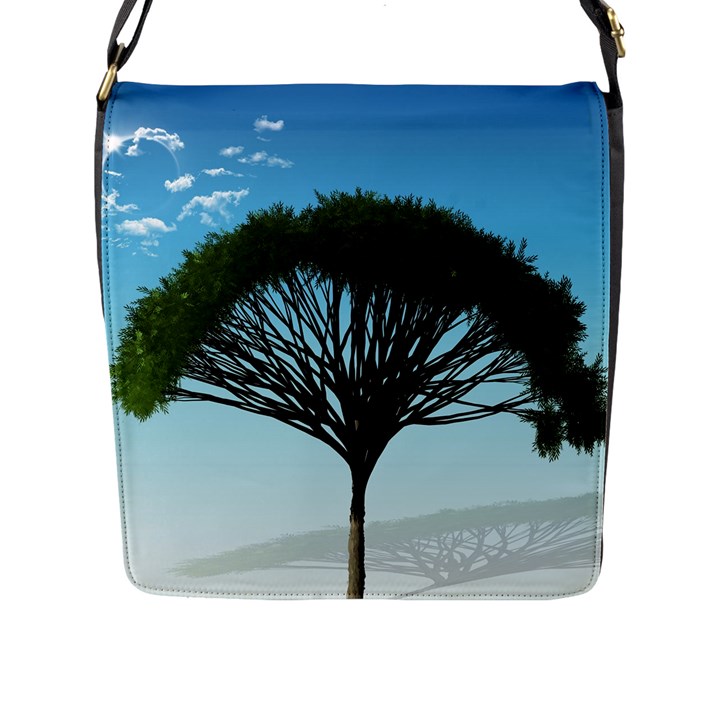 Tree And Blue Sky Flap Closure Messenger Bag (L)