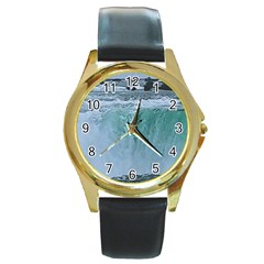 Niagara Falls Round Gold Metal Watch by Riverwoman