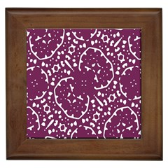 Magenta And White Abstract Print Pattern Framed Tiles