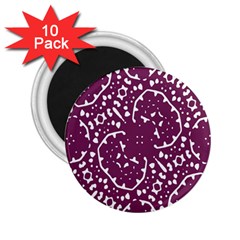 Magenta And White Abstract Print Pattern 2.25  Magnets (10 pack) 