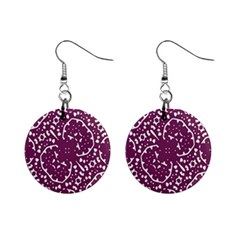 Magenta And White Abstract Print Pattern Mini Button Earrings