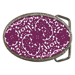 Magenta And White Abstract Print Pattern Belt Buckles