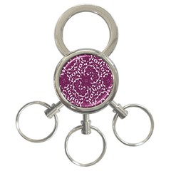 Magenta And White Abstract Print Pattern 3-Ring Key Chains