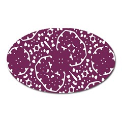 Magenta And White Abstract Print Pattern Oval Magnet