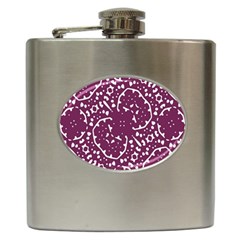 Magenta And White Abstract Print Pattern Hip Flask (6 Oz) by dflcprintsclothing