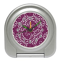 Magenta And White Abstract Print Pattern Travel Alarm Clock