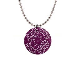 Magenta And White Abstract Print Pattern 1  Button Necklace