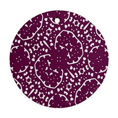 Magenta And White Abstract Print Pattern Round Ornament (two Sides)