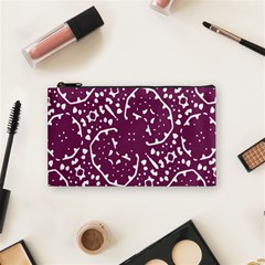 Magenta And White Abstract Print Pattern Cosmetic Bag (Small)