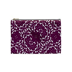 Magenta And White Abstract Print Pattern Cosmetic Bag (Medium)