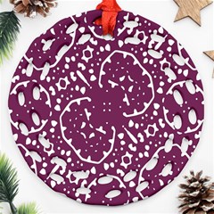 Magenta And White Abstract Print Pattern Round Filigree Ornament (Two Sides)