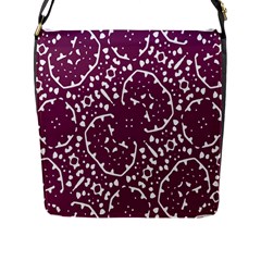 Magenta And White Abstract Print Pattern Flap Closure Messenger Bag (L)