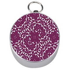 Magenta And White Abstract Print Pattern Silver Compasses