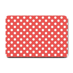 Red White Polka Dots Small Doormat  by retrotoomoderndesigns