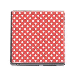 Red White Polka Dots Memory Card Reader (square 5 Slot) by retrotoomoderndesigns