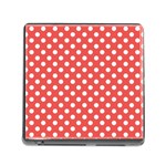 Red White Polka Dots Memory Card Reader (Square 5 Slot) Front