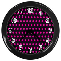 Pink Black Polka Dots Wall Clock (Black)