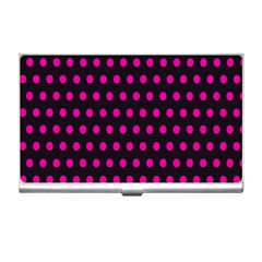 Pink Black Polka Dots Business Card Holder by retrotoomoderndesigns