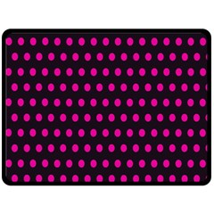 Pink Black Polka Dots Fleece Blanket (large)  by retrotoomoderndesigns