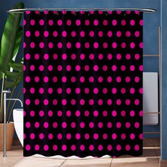 Pink Black Polka Dots Shower Curtain 60  X 72  (medium)  by retrotoomoderndesigns