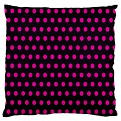 Pink Black Polka Dots Large Cushion Case (One Side)