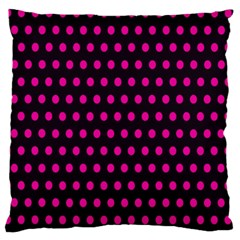 Pink Black Polka Dots Large Flano Cushion Case (two Sides) by retrotoomoderndesigns