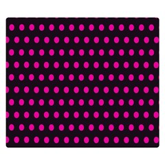 Pink Black Polka Dots Double Sided Flano Blanket (small)  by retrotoomoderndesigns