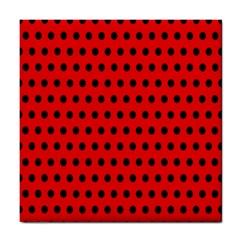 Red Black Polka Dots Tile Coasters by retrotoomoderndesigns